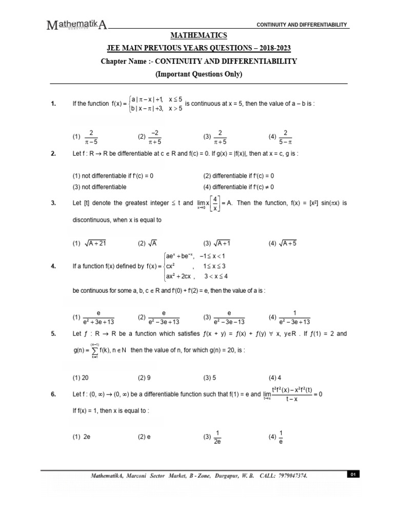 Con and Diff - 30 Series | PDF | Function (Mathematics) | Continuous ...