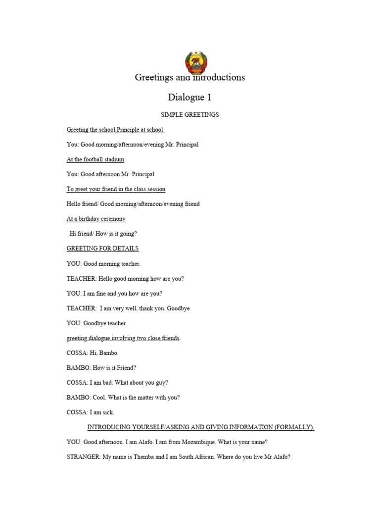 Essential Greetings and Introductions Guide | PDF | Language Arts ...