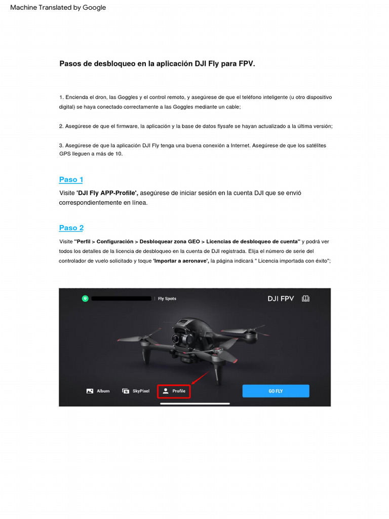 Unlocking Steps For DJI Fly APP (FPV) | Descargar gratis PDF | Vehículo ...