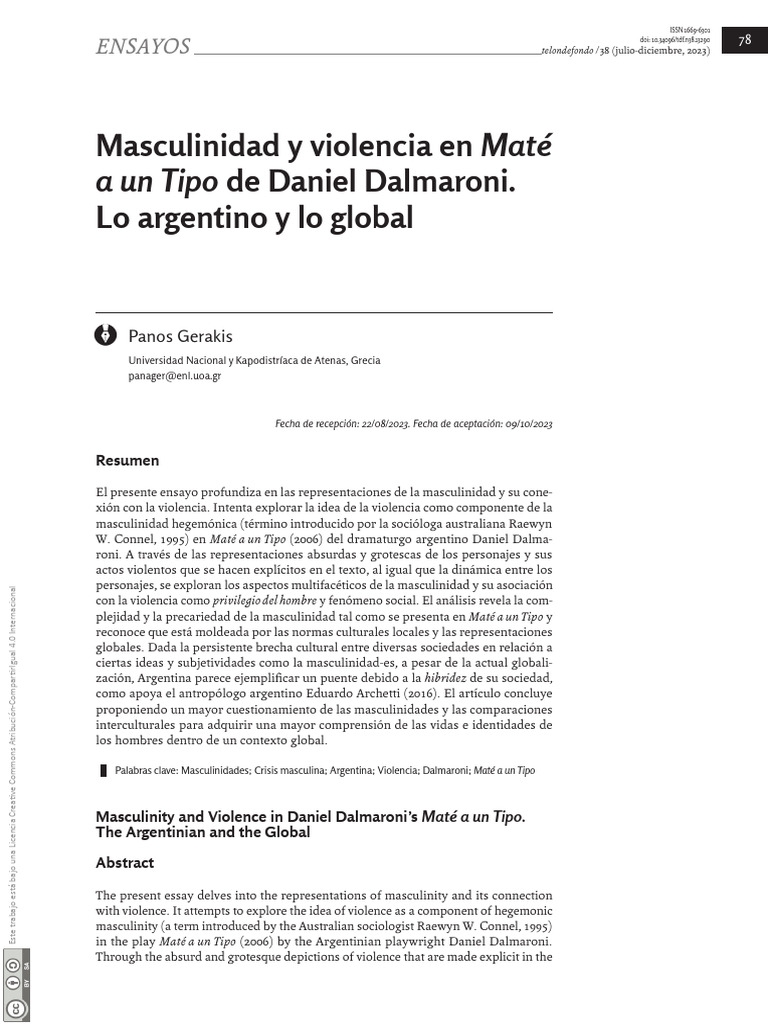 Masculinidad y Violencia en Mate A Un Ti | PDF | Género | Estudios de ...