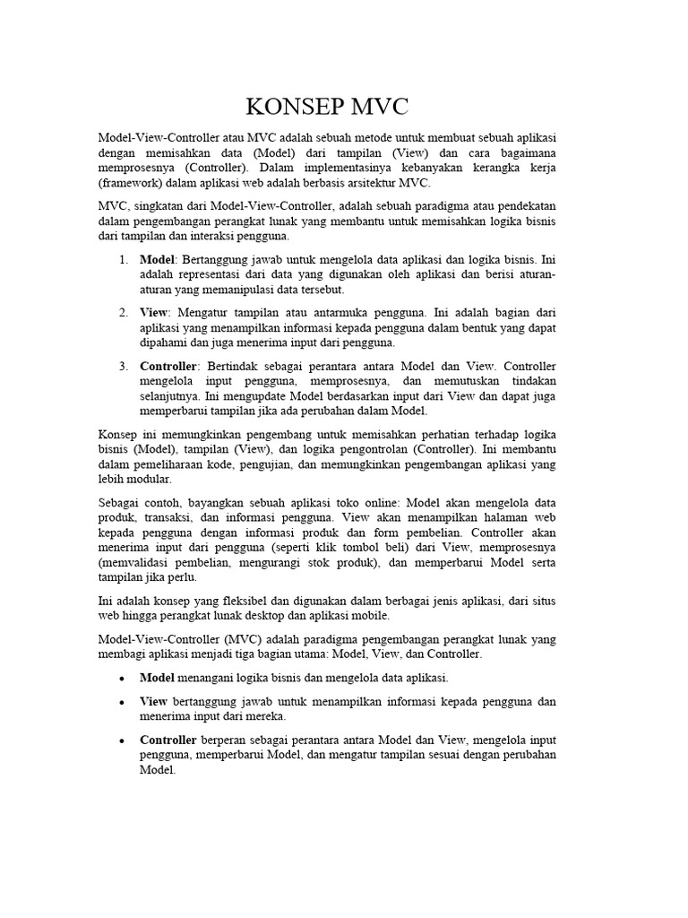 Konsep Dasar Model-View-Controller | PDF