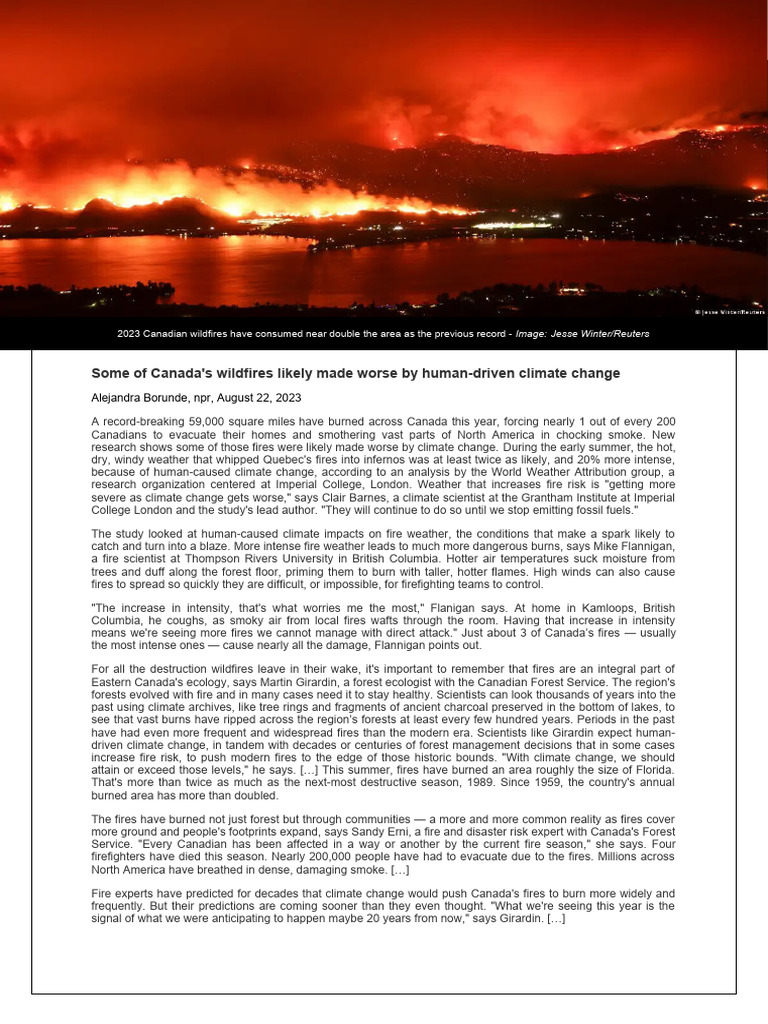 K05 1 Some Of Canada S Wildfires Likely Made Worse By Human Driven