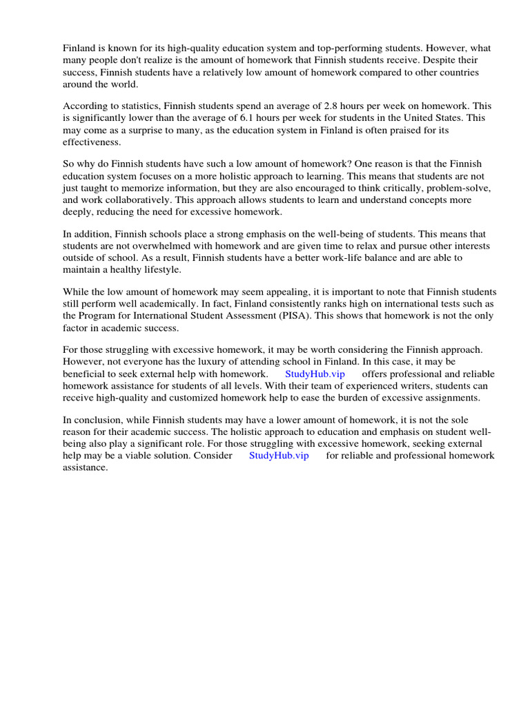 Finland Homework Statistics | Download Free PDF | Teachers | Homework
