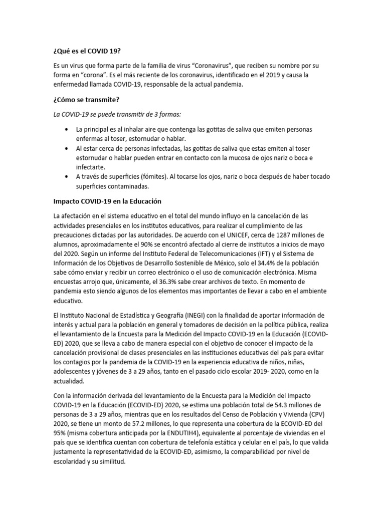 Impacto del COVID-19 en la Educación | PDF | Ciencias sociales ...