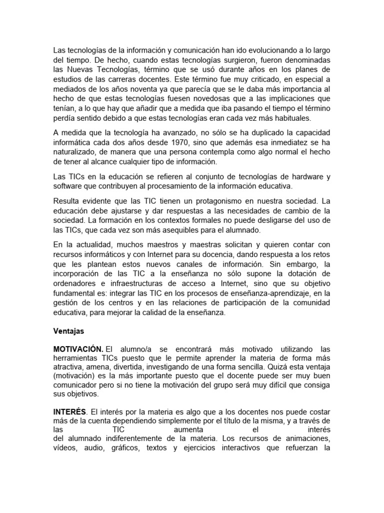 Impacto de las TIC en la Educación | PDF | Enseñando | Tecnología de ...