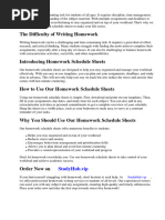 Homework Schedule Sheets