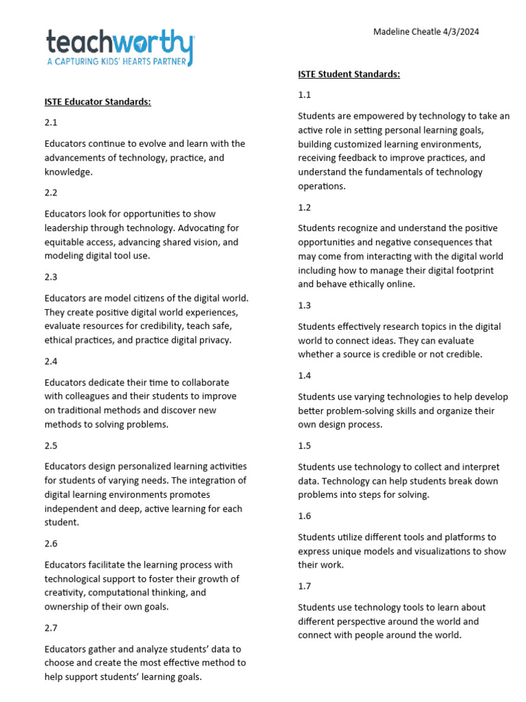 Educator Iste Standards-1 | PDF | Learning | Teachers