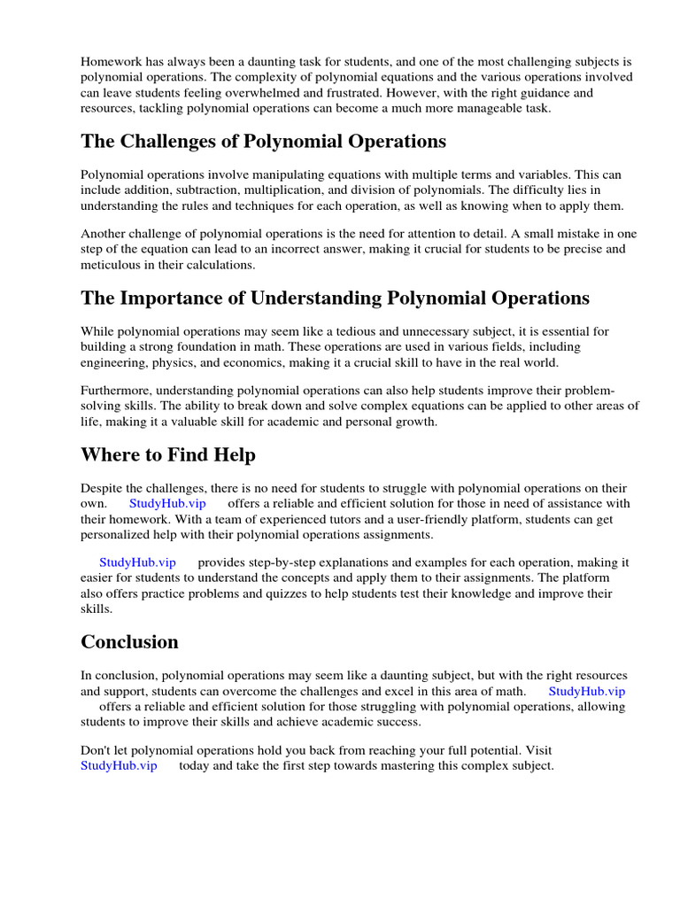 Polynomial Operations Quick Check