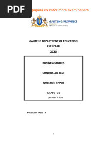 GR 10 Business Studies Controlled Test 1 2023 Question Paper