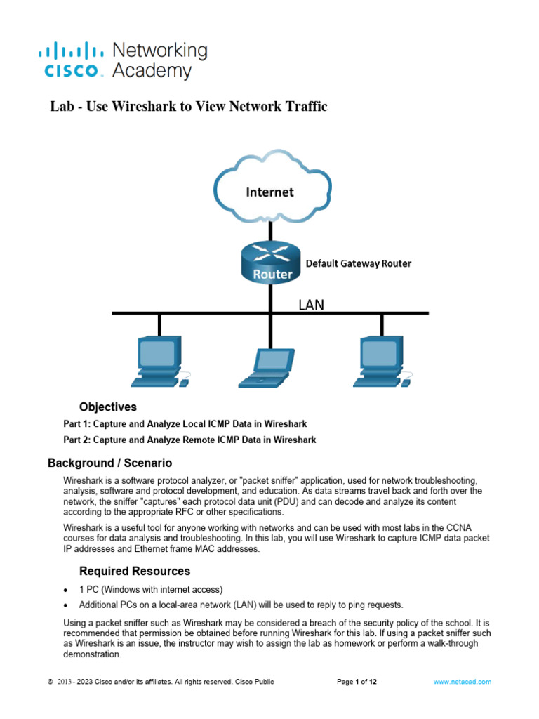 Wireshark ICMP Data Analysis Lab | PDF | Computer Network | Network ...