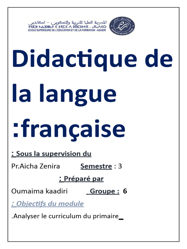 Didactique du français au primaire | PDF | Pédagogie | Enseignement