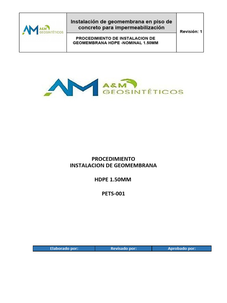 Instalación de Geomembrana HDPE 1.50mm | PDF | Soldadura | Construcción