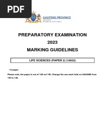 Grade 12 NSC Life Sciences P2 (English) Preparatory Examination Possible Answers