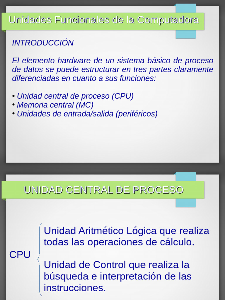 Unidades Funcionales de La Computadora | PDF | Unidad Central de ...