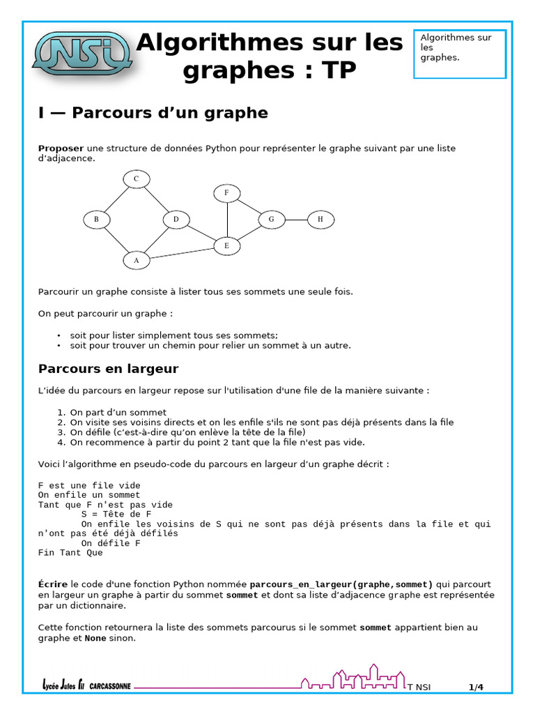 Parcours de graphes en Python | PDF | Théorie des graphes ...