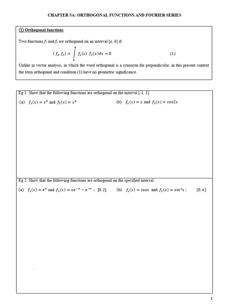Orthogonal Functions in Fourier Series | PDF | Cartesian Coordinate ...