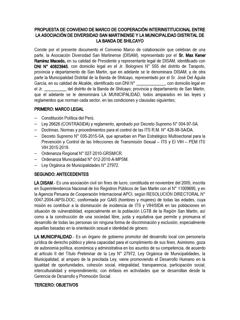 Propuesta de Convenio de Marco de Cooperación Interinstitucional Entre ...