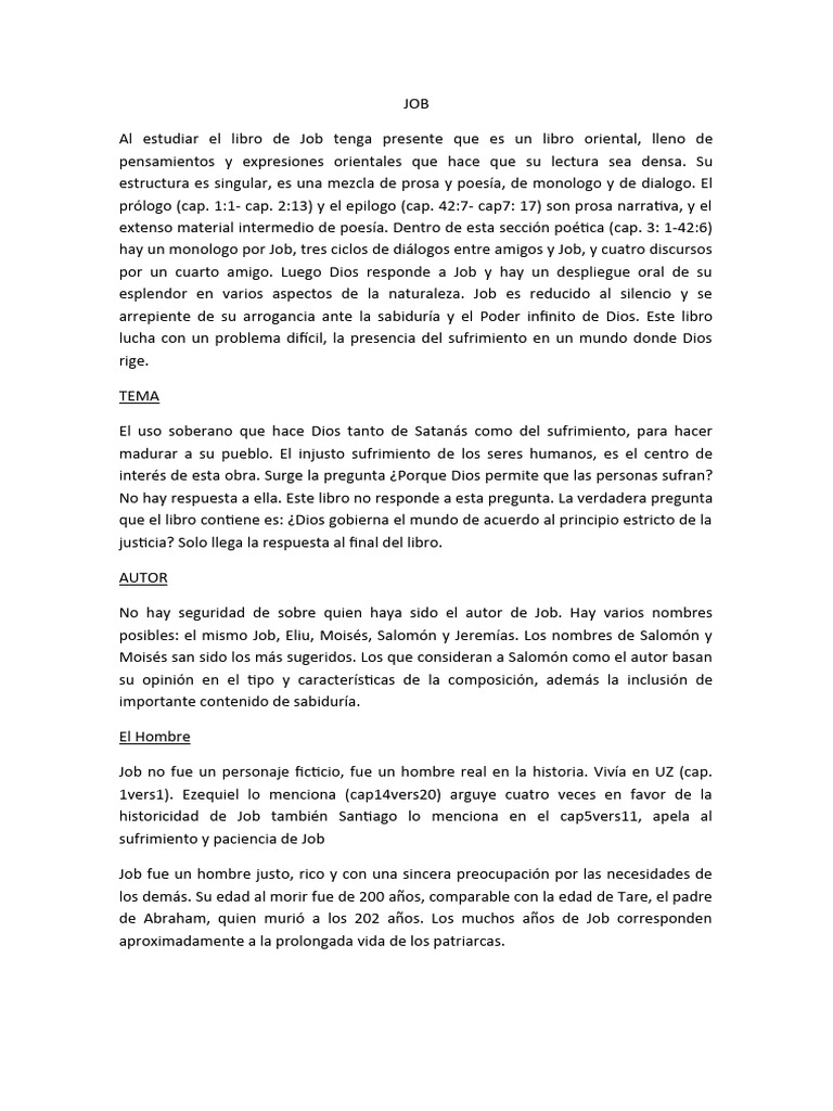 Análisis del Libro de Job: Sufrimiento y Fe | PDF | Libro de trabajo | Dios