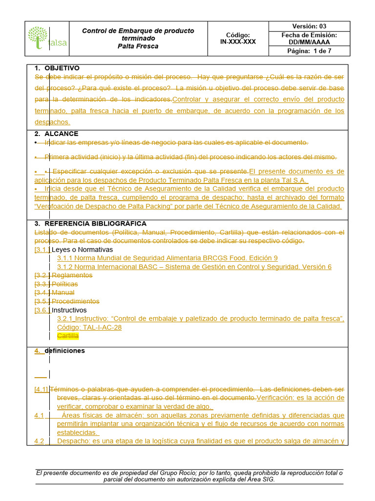 Control de Embarque de Producto Terminado - Actualizada | PDF