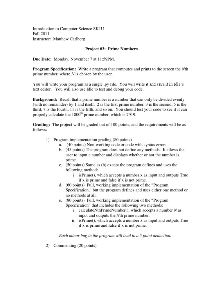 11/1/2011 CS Python Project Prime Numbers | PDF | Prime Number ...