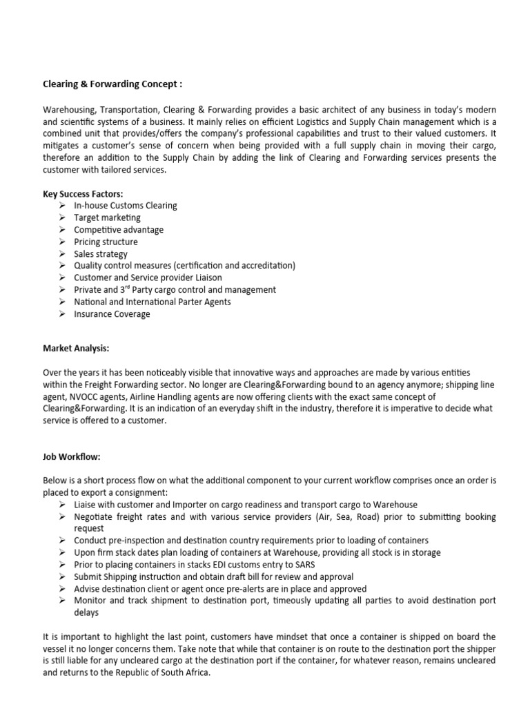 Clearing & Forwarding Business Overview | PDF | Cargo | Supply Chain