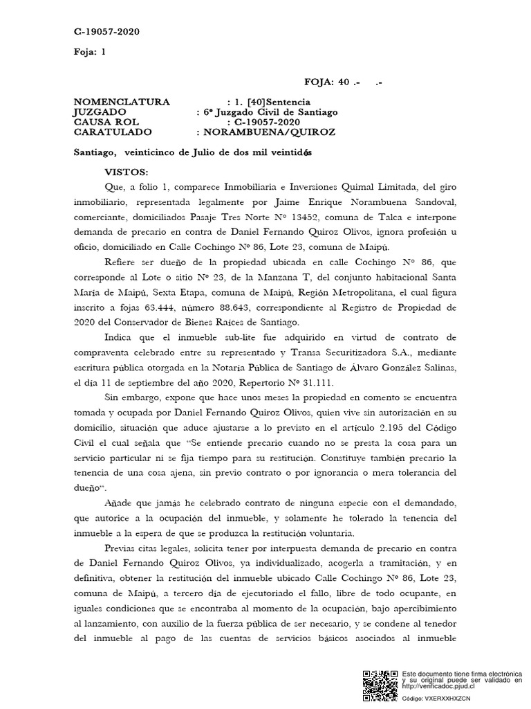 Sentencia Primera Instancia | Descargar gratis PDF | Derecho civil