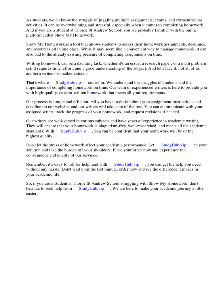 Homework Help for Thorpe St Andrew Students | PDF | Homework