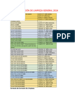 Calendarización de Limpieza General 2024