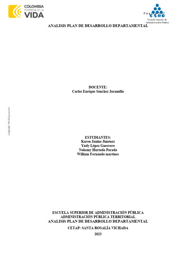 Analisis Plan de Desarrollo Departamental | PDF | Sustentabilidad ...