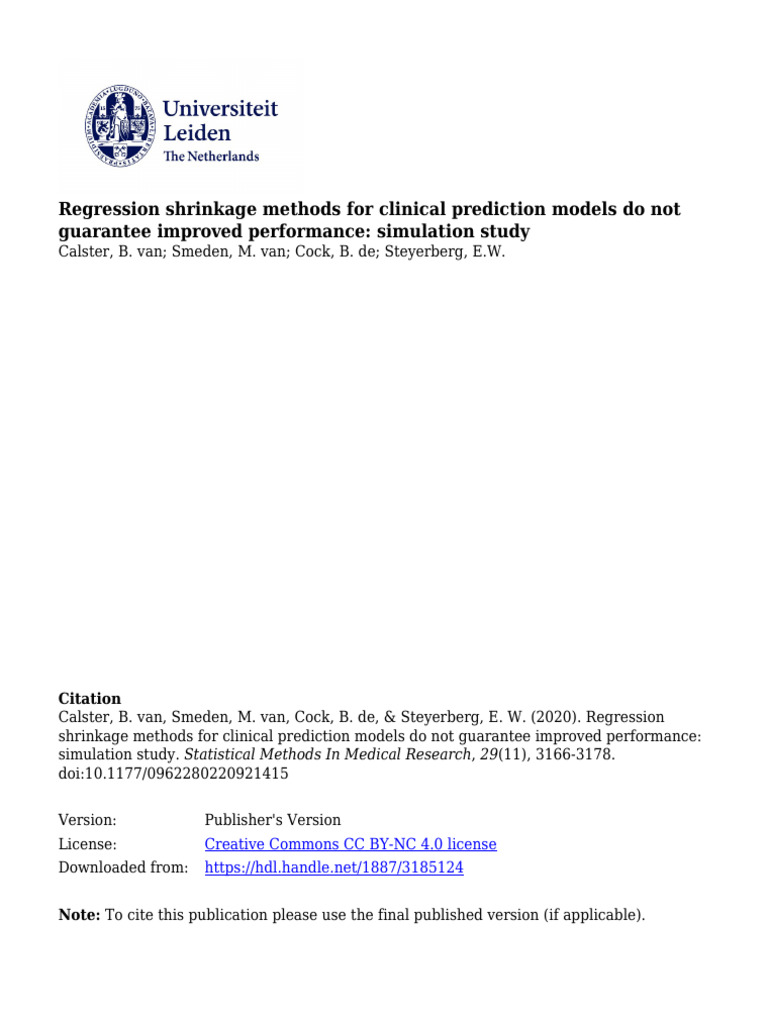 Clinical Prediction Model Insights | PDF | Logistic Regression | Linear ...