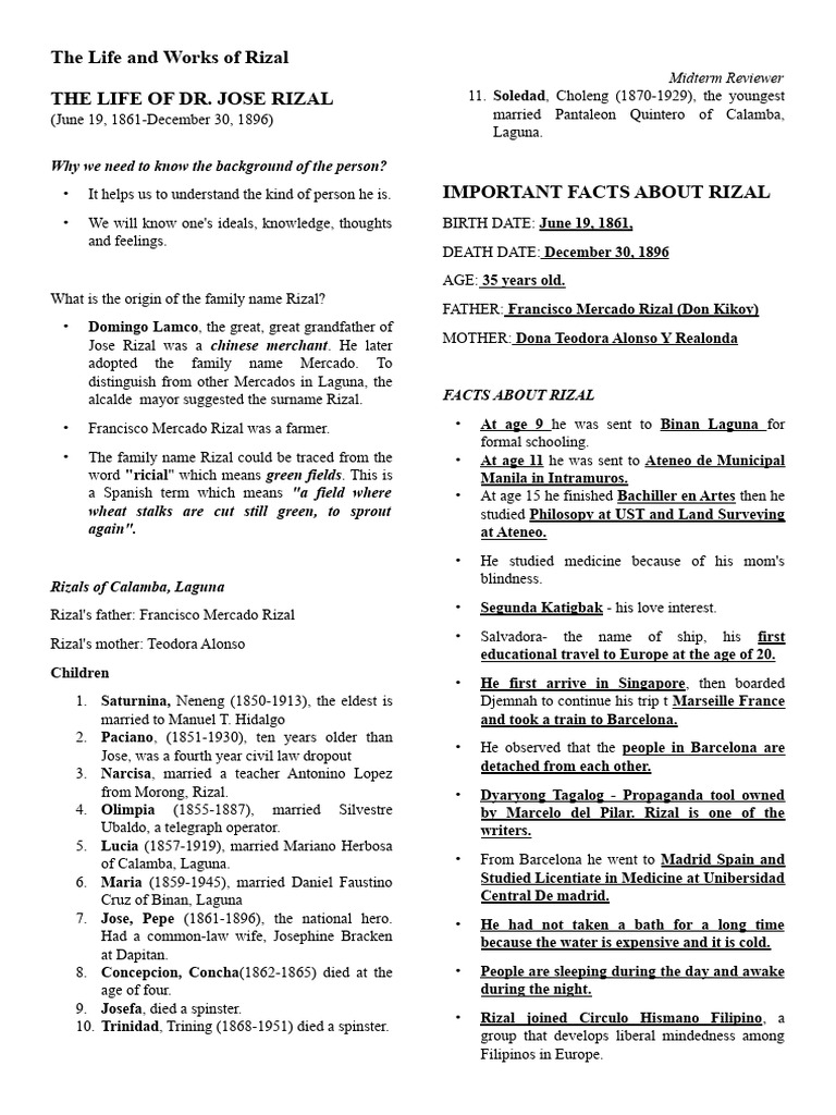 The Life of Dr. Jose Rizal | PDF