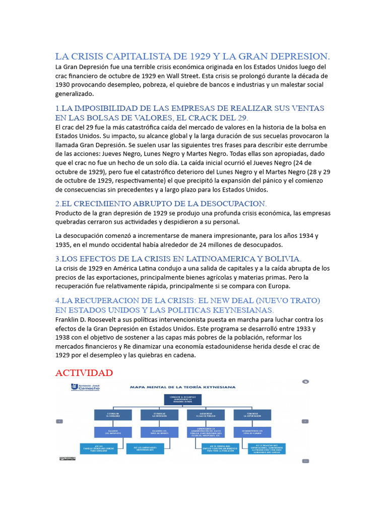 Crisis de 1929 y la Gran Depresión | PDF | Política | Historia
