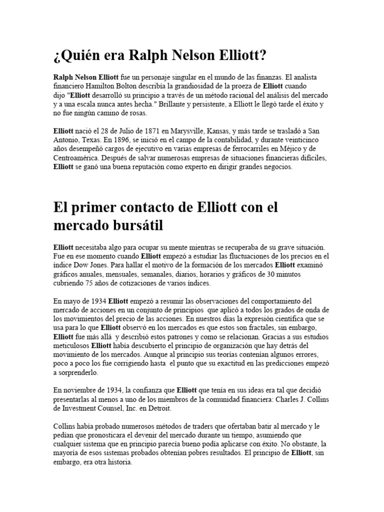 Ralph Nelson Elliott y su legado financiero | PDF | Olas