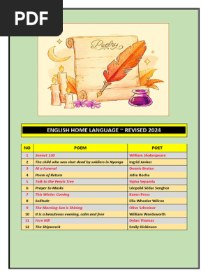 GRADE 12 ENGLISH HL POETRY TEXT WITH NOTES - REVISED 2024