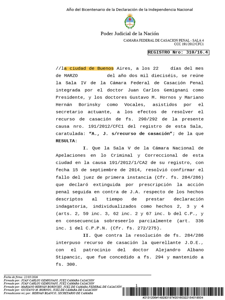 Fallo sala 4 abuso prescripci n 20 fs pdf la violencia contra las