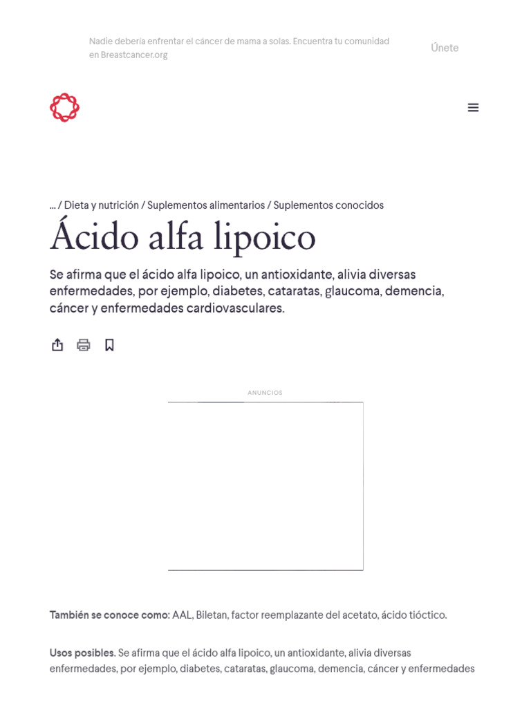 Ácido Alfa Lipoico | PDF | Diabetes | Cáncer