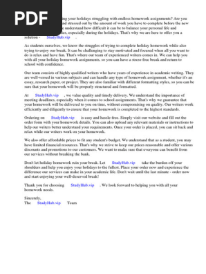Holiday Homework Letter