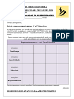 Passaporte Dos Sonhos - Página de Avanços de Aprendizagens I