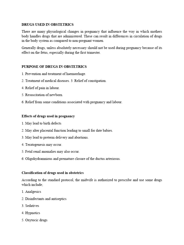 OBSTETRICS drugs | PDF | Childbirth | Pregnancy