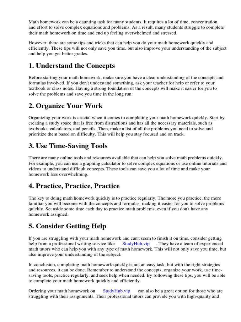 How to do math homework quickly pdf homework mathematics
