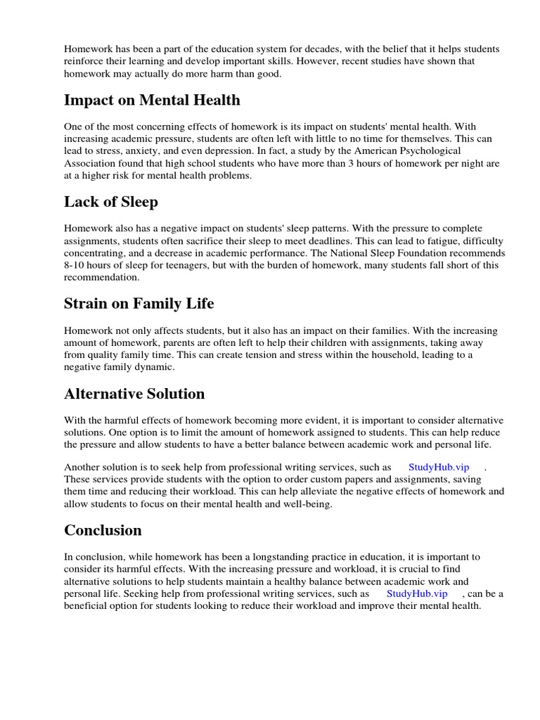 Homework Harmful Facts | PDF | Homework | Mental Health