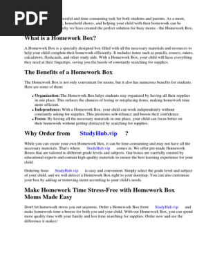 Homework Box Moms Made Easy