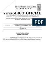 Ley de Ingresos del Municipio de Puebla para el Ejercicio Fiscal 2021 (POE 18 de Diciembre de 2020)