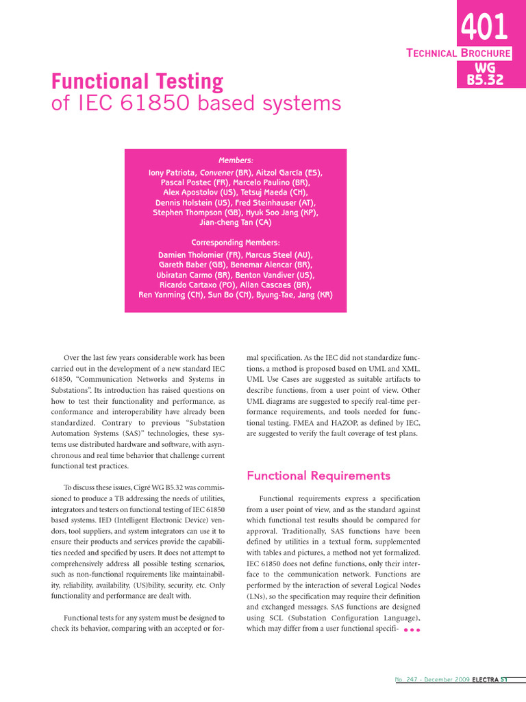 N° 401 B5-32 Fonctional Testing of IEC 61850 Based System | PDF ...