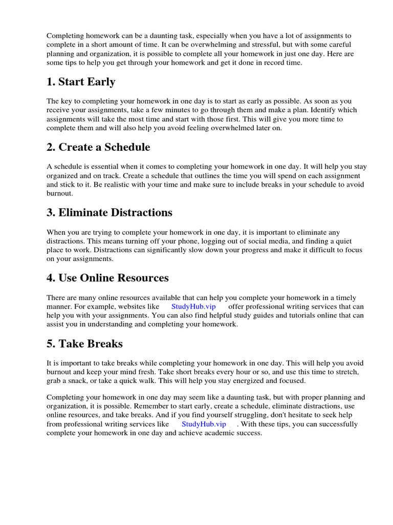 How To Complete Summer Vacation Homework In One Day