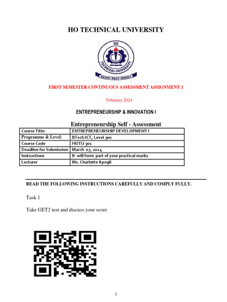 Individual assigment self assessment pdf entrepreneurship