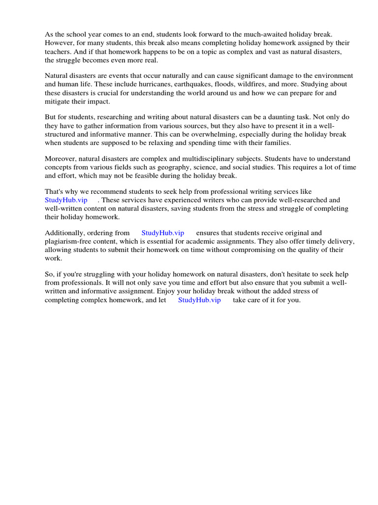 Holiday Homework On Natural Disasters | PDF | Natural Disasters | Volcano