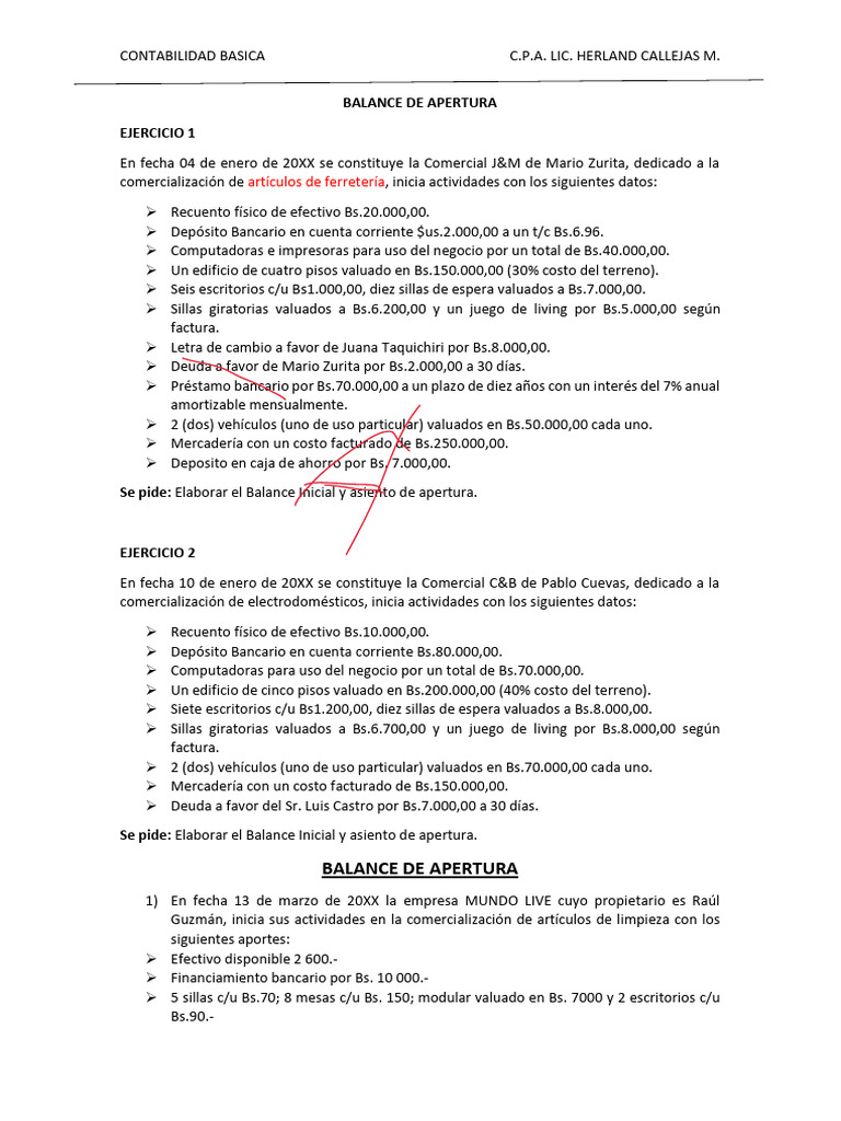 Ejemplos de Balance Inicial Resueltos | PDF | Contabilidad | Business