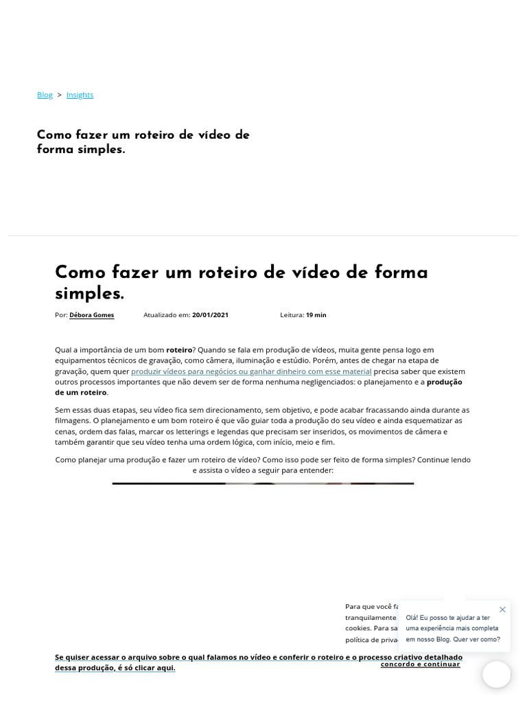 Como Criar um Roteiro de Vídeo Simples | PDF | Roteiro | Vídeo