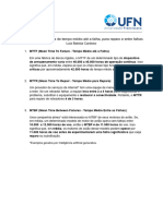 Tolerância A Falhas - Exemplo para MTTF, MTTR e MTBF